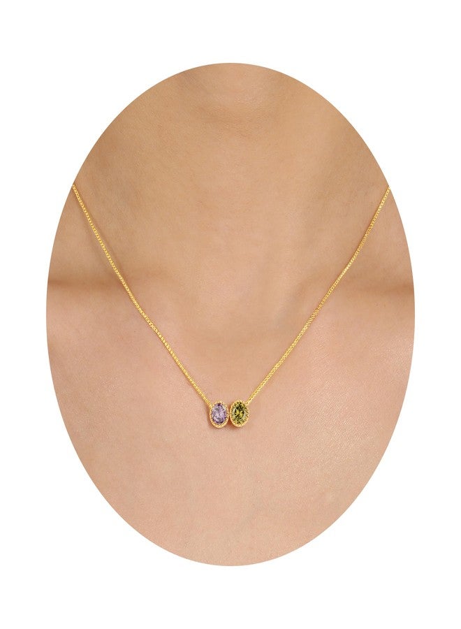 Sistble June Birthday Gifts for Women Birthstone Necklace Dainty Alexandrite Necklace Mothers Day Gifts for Wife Two Birthstone Gold Necklace Jewelry Gift for Her - Image 1